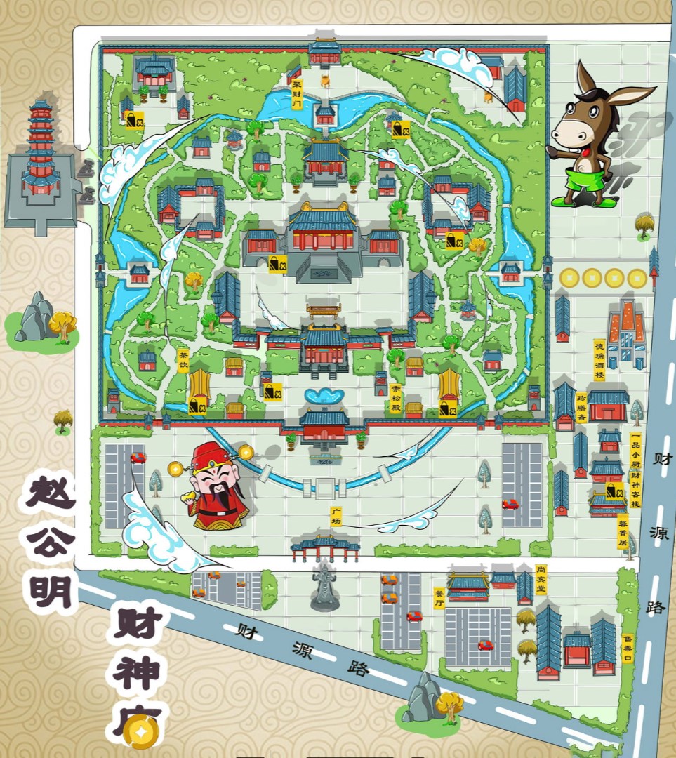 宁夏寺庙类手绘地图